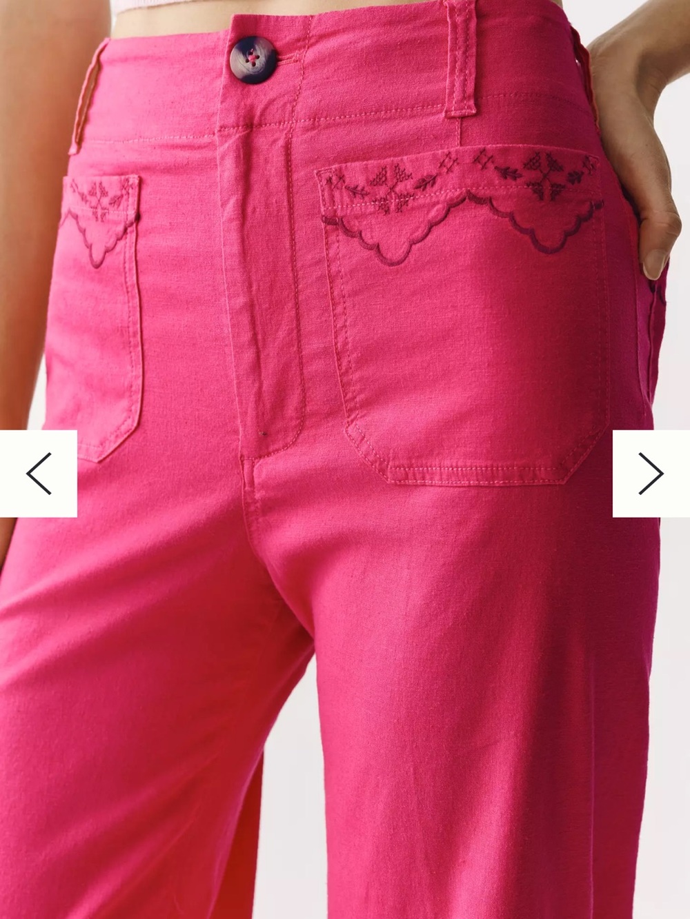 NWT Anthropologie Maeve Colette High Rise Wide Leg Linen Embroidered Pants - Picture 2 of 15